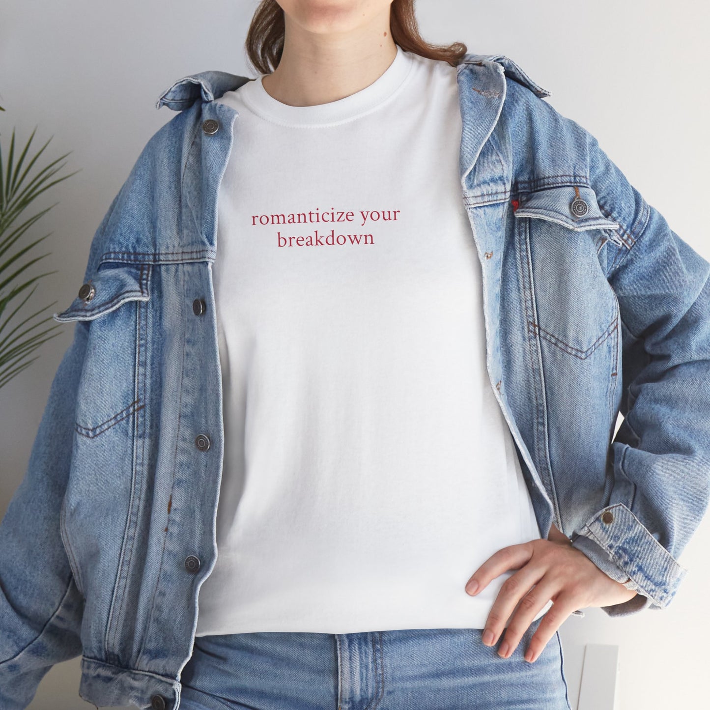 „romanticize your breakdown“ – Heavy T-Shirt (Weiss)